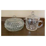 Vintage Clear Pressed Glass Covered Sugar Bowl