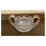 Vintage UV Glow Clear Cut Crystal Open Sugar Bowl