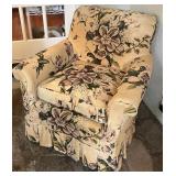 Vintage Hand-Printed Floral Wingback Lounge Chair