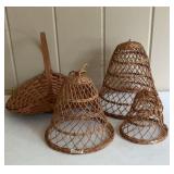 Vintage Wicker Bells Made in Hing Kong &