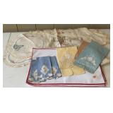 Lot of Vintage Embroidered Linens Including