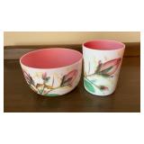 Vintage Wright Glass Moss Rose Hand-Painted Pink