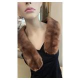 Vintage Brown Mink Fur Collar/Stole with Velvet