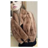 Vintage Mink Fur Stole Wrap with Decorative Cord