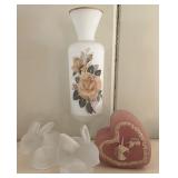 Frosted Glass Bunny Candle Holders, Frosted Gold