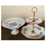 Vintage Hand-Painted Violet Floral Porcelain