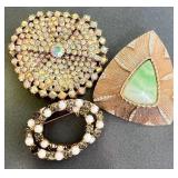 Vintage Rhinestone & Art Glass Brooch Lot ï¿½