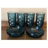 4 UV GLOW Vintage Blue Indiana Glass Whitehall