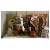 Lot of Assorted Candles, Candle Holders, Glass