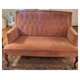 Vintage Tufted Velvet Settee Loveseat Accent Sofa