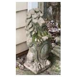 Vintage Cast Stone Heraldic Lion Garden Statue
