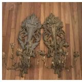 2 Vintage French Louis XV Style Carved Wood &