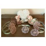 7 Vintage Pink Hobnail Depression Glass Curtain