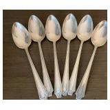 6 Vintage Sterling Silver Spoons with a Fleur de