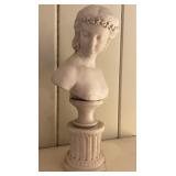 Neoclassical Maiden Bust Sculpture with Floral