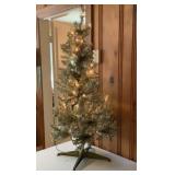 Silver Tinsel Tabletop Christmas Tree w/