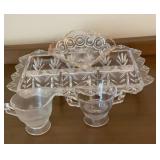 4 Vintage Glass Pieces, UV GLOW Glass Creamer &