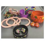 Vintage Bangle Bracelet Lot, Beaded Stretch