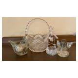 Vintage Cut Glass Basket with a pinwheel and