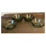 6 Vintage Avocado Green Glass Dessert Bowls