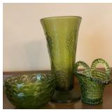 Vintage Indiana Glass Harvest Grape Avocado Green