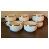8 Vintage White Porcelain Bouillon Cups with