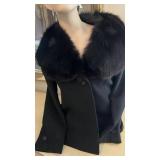 Vintage Ernst Strauss Black Wool Coat w/ Black