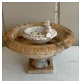 Carved Alabaster/Onyx Pedestal Bowl with Bird