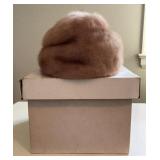 Vintage Mink brown fur hat. Size 8in
