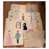 Signed Nancy Burrows Art work, 14 Hand sketched