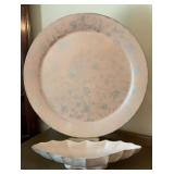 Vintage metal Pink Floral Toleware Social Kupper