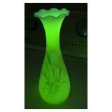 Antique Hand Painted Uranium Custard Glass