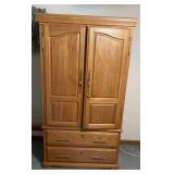 Contemporary Oak Finish Entertainment Armoire TV
