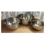 3 Metal mixing bowls. Small, medium, large.