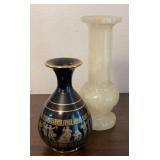 Greek 24K Gold Hand-Painted Black Amphora Vase &