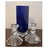 LSA Cobalt Art Glass Vase & 24% Lead Crystal