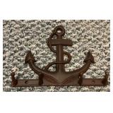 Nautical Cast Iron Anchor Wall Hook Rack, Rustic