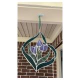 Handcrafted Stained Glass Purple Iris Suncatcher
