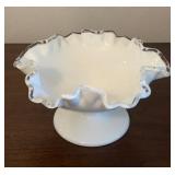 Vintage Fenton Silver Crest Milk Glass Pedestal