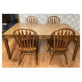 Oak Finish Dining Table with 4 Windsor Chairs