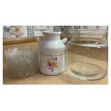 Vintage White Ceramic Fruit Basket Milk Can