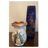 Peacock Vases Modern Japan Cobalt Porcelain &