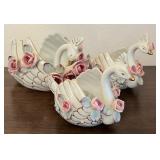 Chikusa Occupied Japan Porcelain Swan Planter &