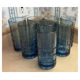 8 Vintage Anchor Hocking Blue Smoke thick Glass