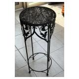Wrought Iron Plant Stand with Woven Rattan Top ï¿½