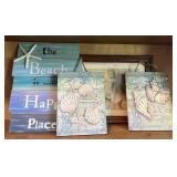 Shell Art Wood Prints, 'The Beach Is My Happy