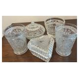 Vintage Floral Glass Tumblers, Wexford Glass &