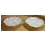 2 Vintage Anchor Hocking White Milk Glass Paneled