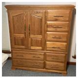 Contemporary Oak Finish Armoire Wardrobe Cabinet.