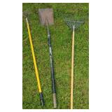 Square-Point Garden Spade, Garden Rake &